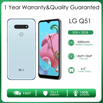 LG Q51 (2020) 3 ГБ + 32 ГБ Восстановленный-Оригинальный Разблокированный Телефон 6,5 