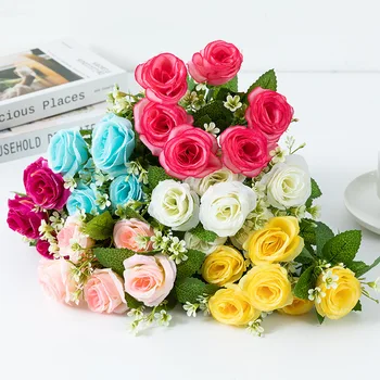 1 Букет из 6 головок Искусственных пионов, чайных роз, цветов Камелии, шелковых искусственных цветов для свадебного украшения дома и сада своими руками