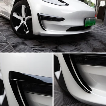 1 Пара накладок передних лезвий автомобиля ABS Черный карбоновое волокно Белый Красный для Tesla модель 3 Легкая рамка противотуманной фары для бровей