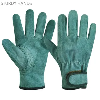 1 Пара огнеупорных прочных сварочных перчаток из воловьей кожи Наружные термостойкие Рабочие перчатки для сварщика Защитный инструмент