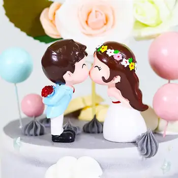 1 Пара Украшение для свадебного торта Пара Кукла для поцелуя Украшение для торта Жених и невеста Праздничное украшение Принадлежности для вечеринок