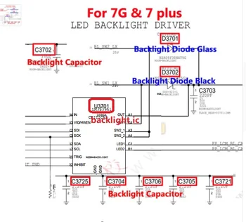 10 компл./лот U3701 D3701 D3702 C3702 C3725 C3704 C3702 Для iphone 7 7plus 7 plus с тусклой светодиодной подсветкой IC Chip Diode Capacitor fix kit