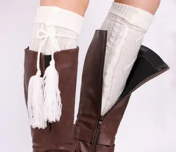 100 пар/лот, новая модная зимняя теплая вязаная грелка для рождественских ботинок до колена, носки для ног
