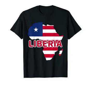 100% Хлопок Либерия Флаг гордости Либерии Карта Африки Футболка с принтом Мужские ЖЕНСКИЕ футболки УНИСЕКС Размер S-6XL
