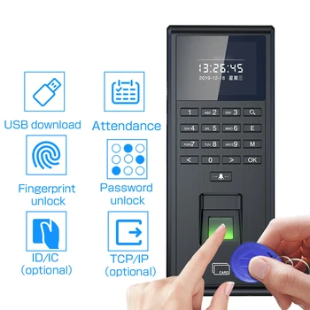 125 кГц RFID Биометрический отпечаток пальца Время посещаемости Клавиатура контроля доступа Электронный USB-регистратор времени посещаемости TCP