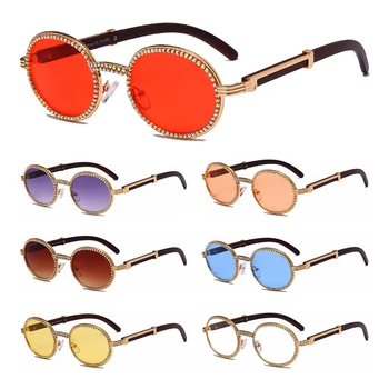1шт Модные солнцезащитные очки с круглым бриллиантом/ кошачий глаз для женщин, винтажные солнцезащитные очки в маленькой оправе, модные очки UV400, трендовые очки