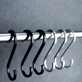 2 шт. Практичный алюминиевый крюк S-образной формы для кухонных перил, S-образный крючок для вешалки, крючок для вешалки с пряжкой, крючок для подвешивания одежды, крючок для сумочки