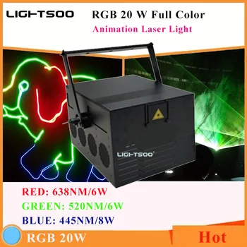 20 Вт Полноцветный лазерный RGB Анимационный лазерный сценический светильник ILDA DMX RGB Lazer Bar Party Наружный лазерный светильник