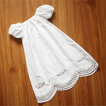 2019 Новое Летнее платье для малышей, Белое кружевное платье для маленьких девочек, Модное Повседневное платье принцессы, наряды с коротким рукавом