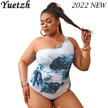 2022 Новый Женский Купальник Большого размера, Цельный Купальник Большого Размера, Цветочный Купальник Для Плавания, Пляжная Одежда Для Женщин