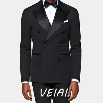2022 Черный Деловой свадебный мужской костюм для отдыха, Двубортный Летний весенний мужской костюм, 2 предмета (куртка + брюки) traje hombre