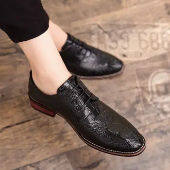 2023 Новая модная мужская обувь Мужские модельные туфли Brock Oxford в стиле ретро с крокодиловым узором, мужские официальные Весенне-осенние вечерние туфли A27