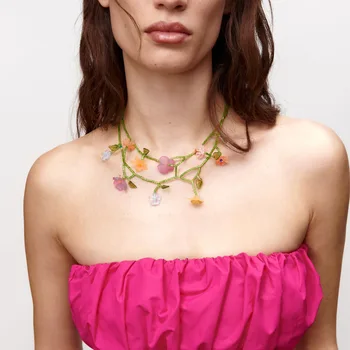 2023 Ювелирный набор, новое ожерелье с подвесками в виде цветочных капель, серьги для женщин в подарок