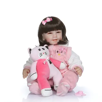 22-дюймовая кукла-перерожденец для малышей, четыре зуба, длинные волосы, кукла-принцесса, Китти, игрушки для наряжания, Детский подарок