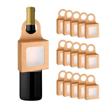 25шт Коробка для винных бутылок размером 9x9x3 см, Подвесные подарочные коробки, Видимое окно, Складные коробки для упаковки винных бутылок и закусок из Крафт-бумаги