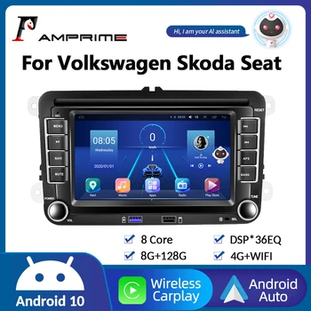 2din Автомагнитола Android 11 Для VW Volkswagen Skoda Polo Golf 6 Touran Passat b6 Octavia Seat Jetta Carplay Мультимедийный Плеер 4G GPS