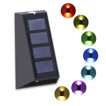 2ШТ Солнечный Садовый светильник RGB, меняющий цвет, водонепроницаемый настенный светильник, светодиодное наружное освещение, лампа для облучения вверх и вниз