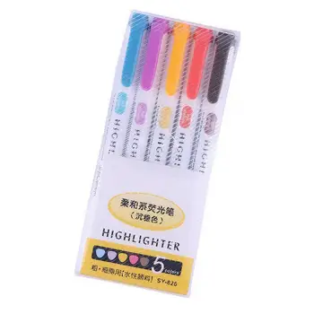 5 шт. Практичная флуоресцентная ручка с нескользящей ручкой Для маркировки многоразовых портативных 5-цветных ручек-маркеров для студентов