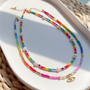 5 штук летние цвета бусы Миюки ожерелье ювелирные изделия глаз кулон ожерелья Бохо пляжные украшения для женщин