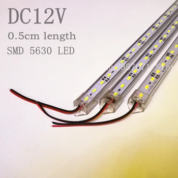 5шт 50 см DC12V SMD 5630/5730 LED Жесткая светодиодная лента для бара + крышка ПК светодиодная лампа для бара (теплый белый / холодный белый / Натуральный белый