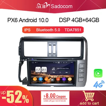720P PX6 DSP Android 11,0 4 ГБ ОПЕРАТИВНОЙ памяти 8 ЯДЕРНЫЙ автомобильный DVD-плеер Wifi 4G автомобильное радио 5,0 RDS авторадио GPS для Toyota PRADO 2010-2013