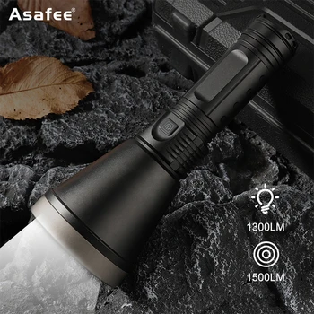 Asafee 1300LM Мощный светодиодный фонарик с дистанционным управлением 1500 м Фонарик Водонепроницаемый ручной фонарь для кемпинга USB перезаряжаемый