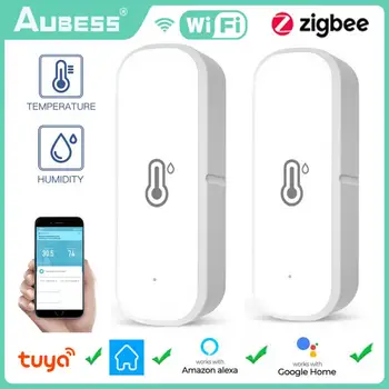 AUBESS Tuya Smart WiFi Датчик температуры и влажности, подключенный к дому термометр, совместимый с Smart Life Alexa Google Assistant