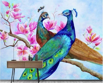 beibehang 3d обои Цветочные обои современная свежая рельефная картина маслом павлин крыльцо фон декоративная живопись behang