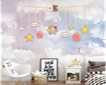 beibehang, красивые обои для детской комнаты, ручная роспись, космические звезды, луна, креативные фрески для домашнего интерьера, виниловые стены