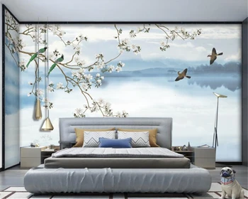 beibehang Новый пейзаж в китайском стиле цветы и птицы фон стены papel de parede обои hudas beauty papier peint