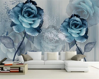beibehang Пользовательские 3D обои акварельный цвет синий красивый цветок ТВ фон обои для стен домашний декор papel de parede