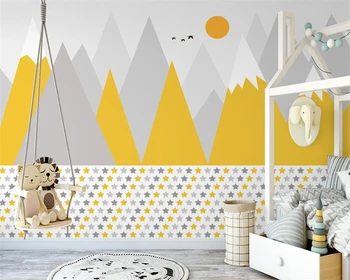 beibehang Пользовательские обои ручной росписи в скандинавском стиле с геометрическим изображением горного пика, звезды, фон детской спальни, 3D обои