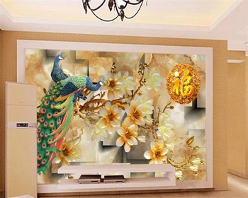 Beibehang Фреска на стене из изготовленных на заказ обоев павлин фотообои фреска 3 d фреска спальня гостиная ТВ обои