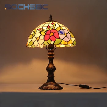 BOCHSBC Tiffany Европейская настольная лампа Витражное стекло Винтажное украшение гостиная спальня кабинет лампа для защиты глаз