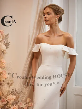 Croadia Простые Свадебные платья с открытыми плечами, Новое платье из атласа Vestido De Noiva Fashion Gelinlik Dubai, Свадебное платье для помолвки Mariee