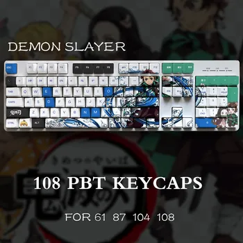Demon Slayer Tanjirou Theme Материал Pbt Keycaps 108 Клавиш Набор для механической клавиатуры Только Oem Профиль KeyCaps ManyuDou