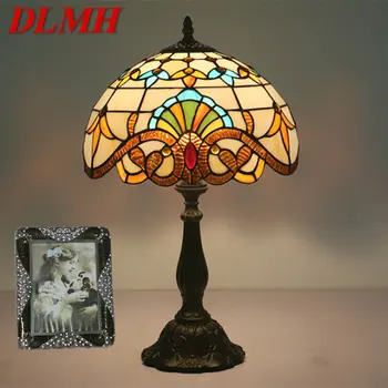 DLMH Современная настольная лампа Tiffany LED, Креативный Ретро Европейский настольный светильник из витражного стекла, Декор для дома, Гостиной, спальни