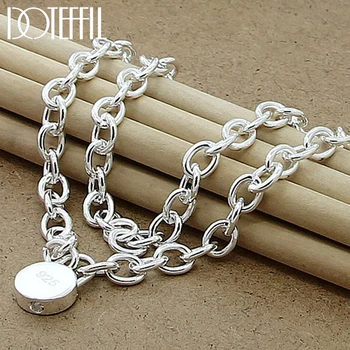 DOTEFFIL Стерлинговое серебро 925 пробы, ожерелье с круглым замком, 18-дюймовая цепочка для мужчин и женщин, Свадебные украшения для помолвки