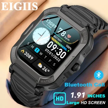 EIGIIS 2023, 1,9-дюймовые смарт-часы для мужчин, спортивные часы для фитнеса с полным сенсорным экраном, монитор здоровья, Bluetooth-шагомер для вызовов, умные часы