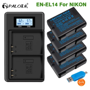 EN-EL14 EN-EL14a ENEL14 EN EL14 EL14a Батарея + ЖК-дисплей с Двойным Зарядным устройством для Nikon D3100 D3200 D3300 D5100 D5200 D5300 P7000 P7800