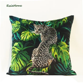 ESSIE HOME Тропический Животный узор Снежный Леопард Цифровая печать Бархатный чехол для подушки Наволочка для гостиной