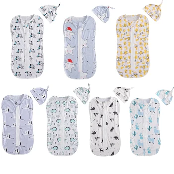 FOCUSNORM/ осенние спальные мешки для маленьких мальчиков и девочек + шапки, 2 шт., одеяло на молнии с мультяшным принтом, 7 цветов