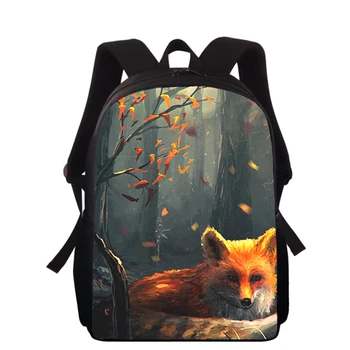 fox animal 15 ”Детский рюкзак с 3D принтом, сумки для начальной школы для мальчиков и девочек, рюкзаки для школьников, сумки для книг