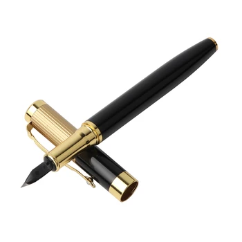 GENKKY Высококачественная авторучка Металлическая Золотая с черным 0,55 мм Цельнометаллические Роскошные ручки Офисные Школьные канцелярские принадлежности