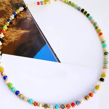 Go2boho, красочные ожерелья в стиле бохо, Женские украшения из бисера, Позолоченный Натуральный Императорский камень, Новинка Лета, Модные украшения