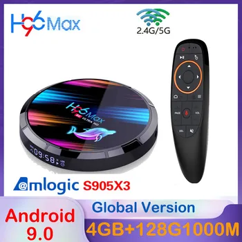 H96 Max X3 Smart TV BOX Android 9,0 Amlogic S905X3 2,4 G и 5G Двойной Wifi 4G 128 ГБ 1000 М USB3.0 BT 8K Телеприставка Медиаплеер