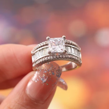 Hainon Великолепное кольцо с крупным кубическим цирконием, подарок на годовщину свадьбы, Благородное женское праздничное кольцо, блестящие модные украшения
