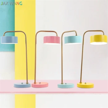 JW Nordic Modern Macarons Цветная настольная лампа, Железные Настольные лампы для гостиной, спальни, кабинета, учебных осветительных приборов