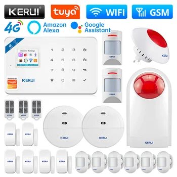 KERUI W184 4G WIFI Сигнализация Центральный Блок Tuya Smart Wireless GSM Сигнализация Датчик Двери Защита От Взлома Поддержка Alexa и Google APP Control