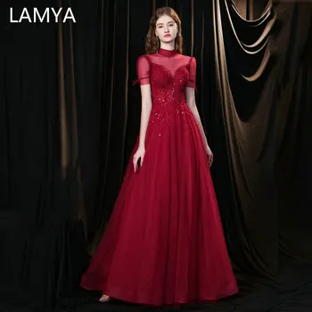 LAMYA Высококачественные бусы Принцессы Вечерние платья для вечеринок Модное платье для выпускного вечера Для женщин Роскошный Элегантный Халат большого размера De Soiree